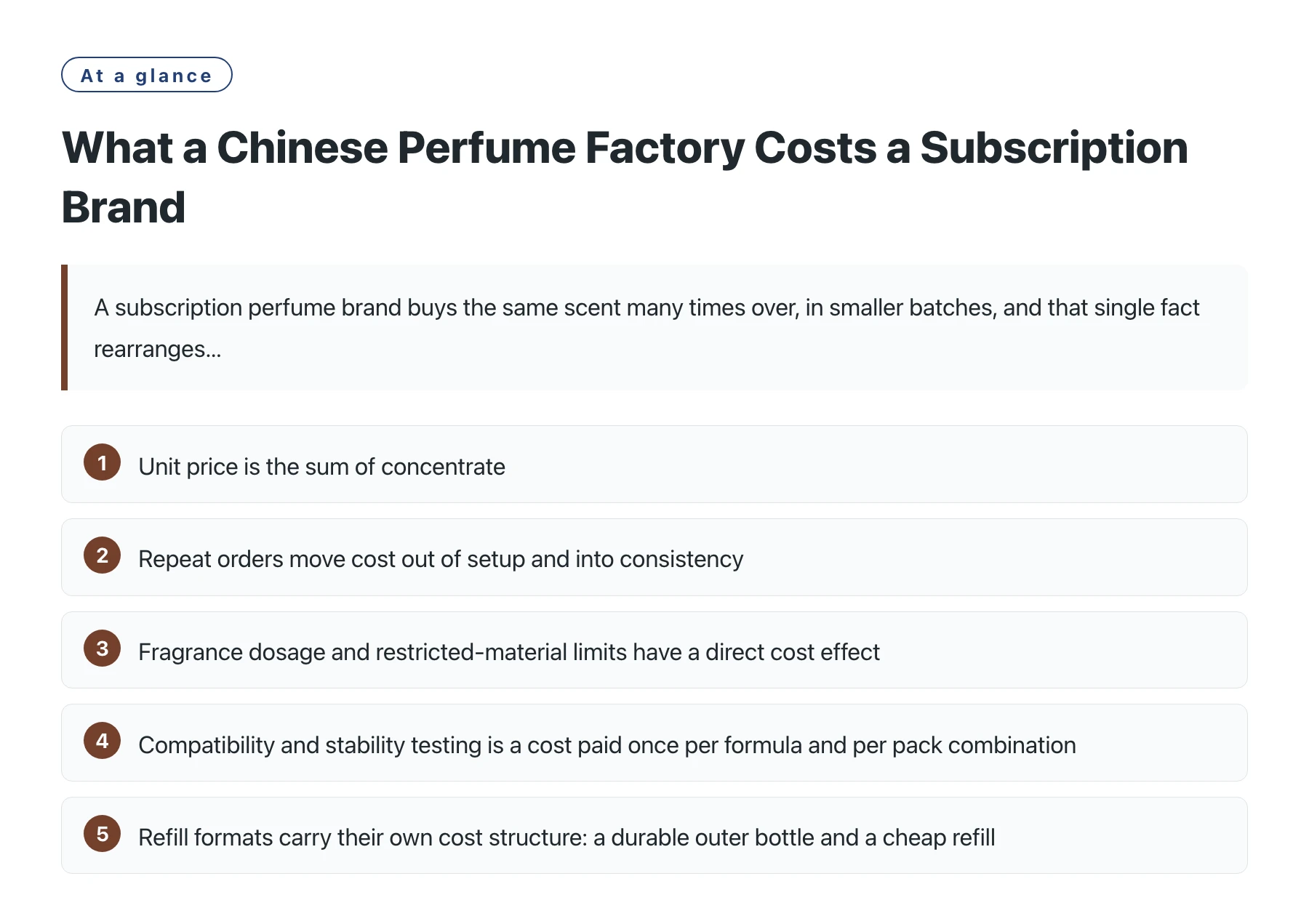 What a Chinese Perfume Factory Costs a Subscription Brand——全文要点速览